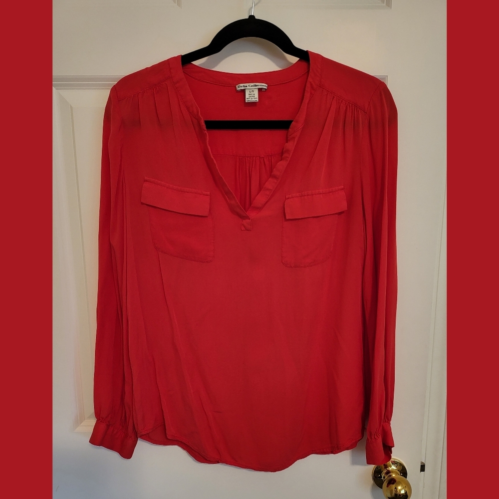 Coral-red blouse